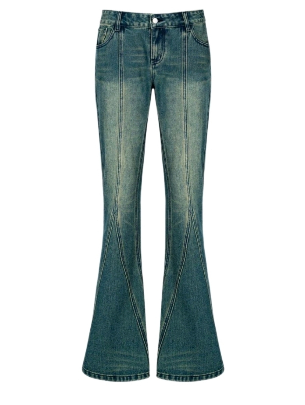 Kript Flare Jeans Y2K Bell Bottom Festival Denim High Rise Statement Sz 14 Flaw